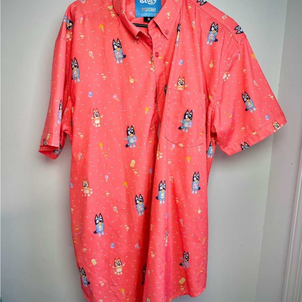 RSVLTS Pink Bluey Casual Button Down Shirt